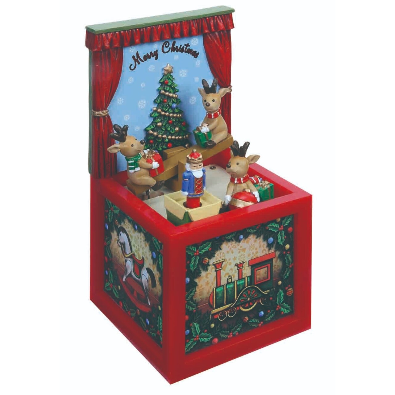 Icy Giftware Musical Reindeer Seesaw Blocks Christmas Decoration - 7.5"